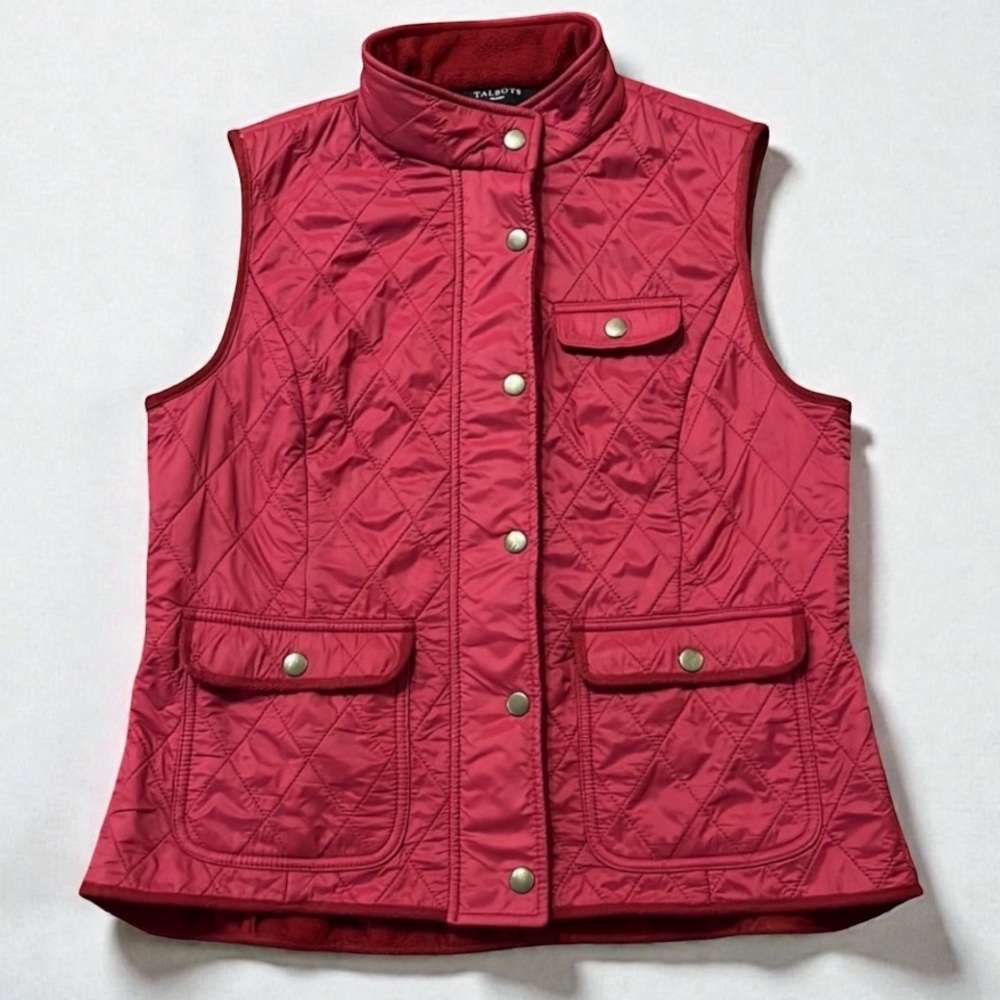 Talbots Petites Red Quilted Vest Size MP